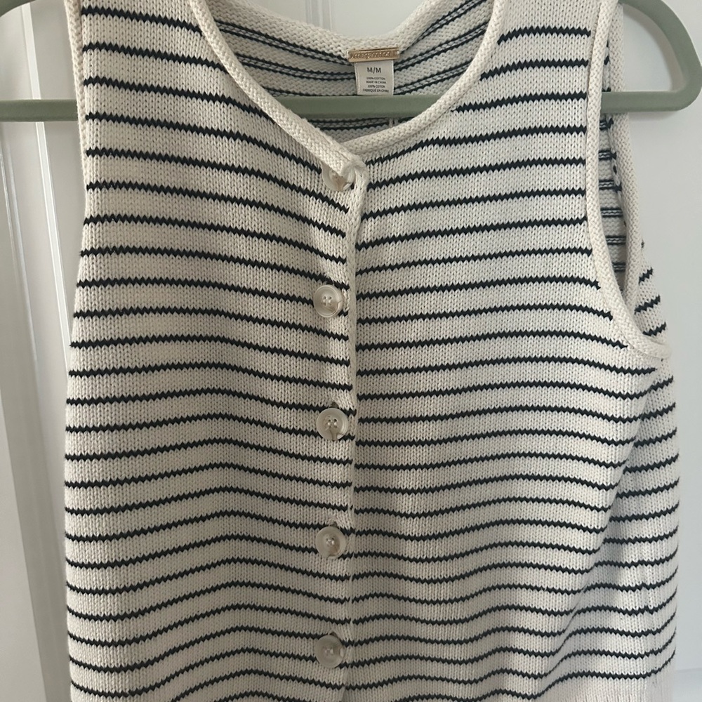 Magaschoni Black and White Striped Vest